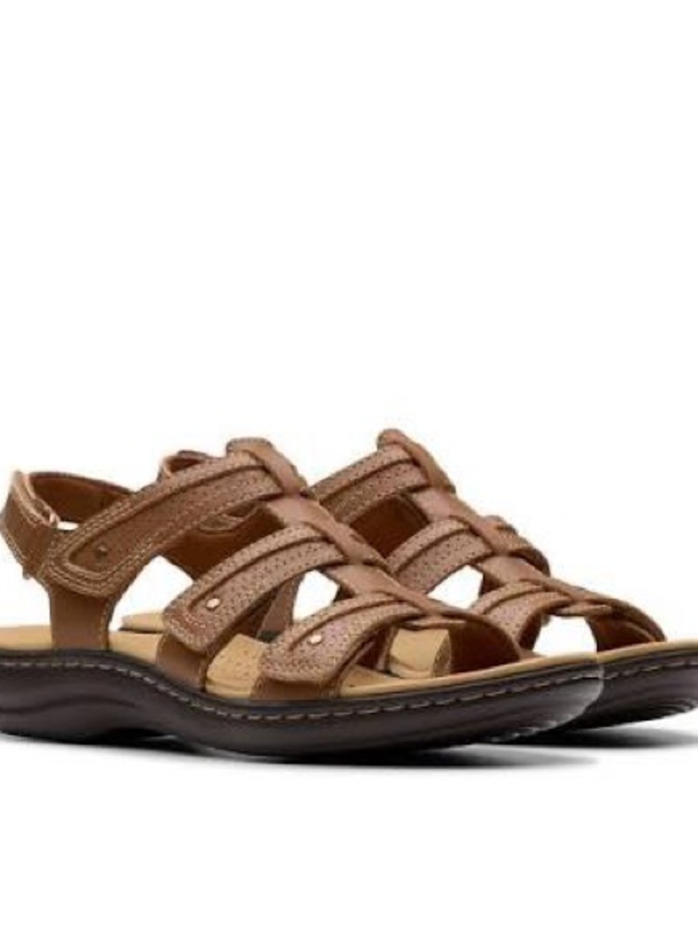 Clarks Brown Leather Strappy Comfort Sandals